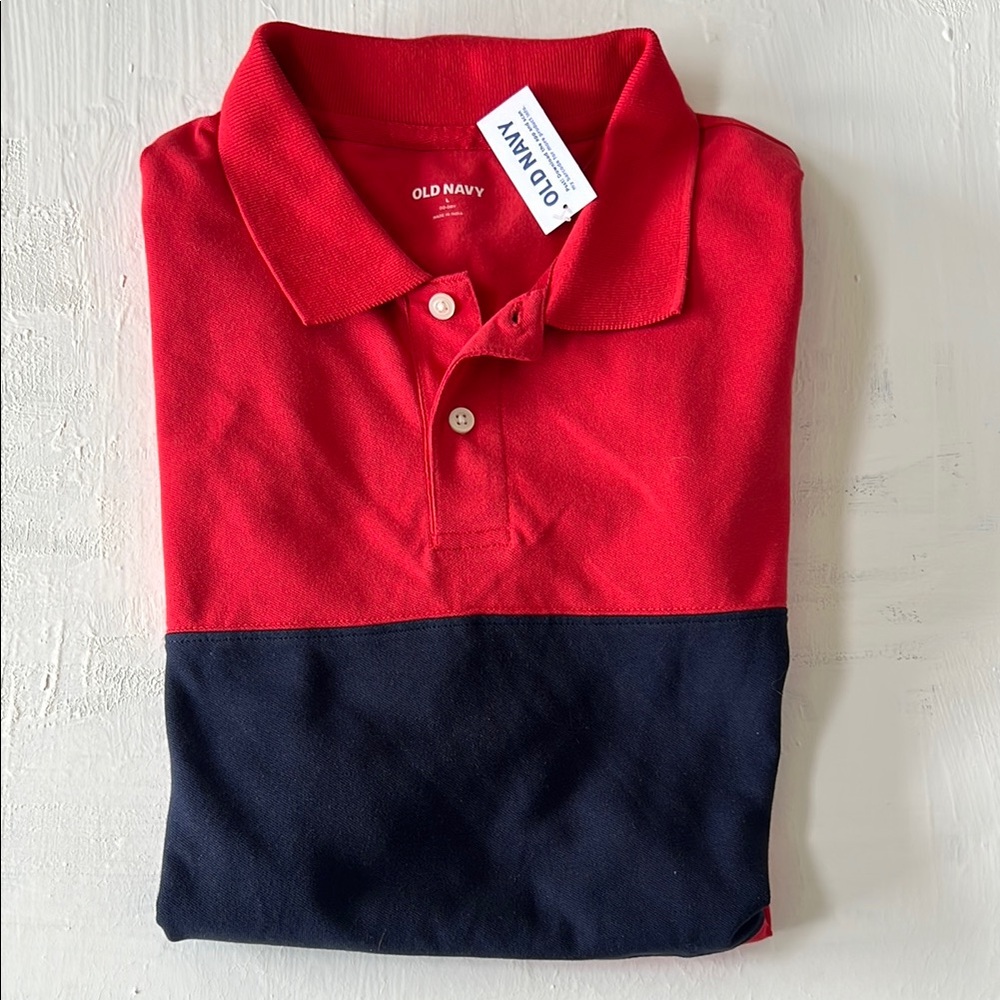 Old Navy Red and Blue Polo Shirt Classic Design